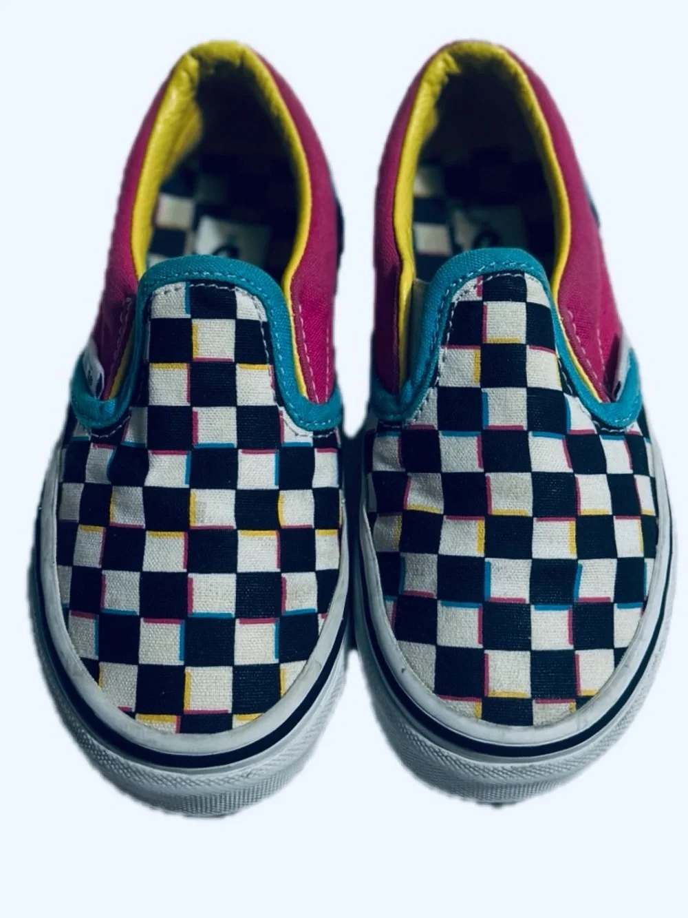 Vans Kids Unisex Girls / Boys Crazy Checked Multi Color Slip Ons Size